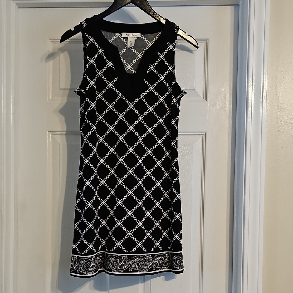 White House Black Market Black and White Geometric Mini Dress
